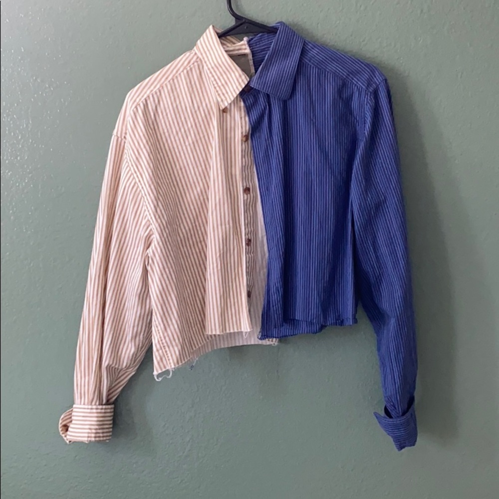 Cropped button down top